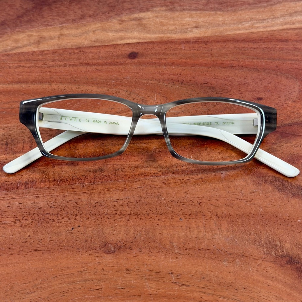 Bevel Meritage‎ TU Grey Cream Rectangular Eyeglass Frame Only